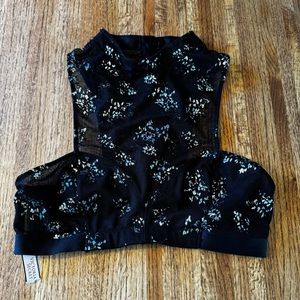 Victoria’s Secret NWT Black Silver High Neck Banded Bralette Top Sz Medium
